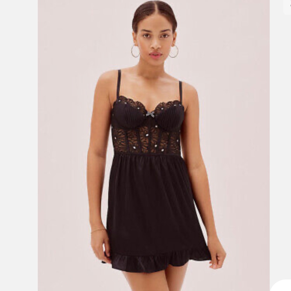 For Love and Lemons black slip dress